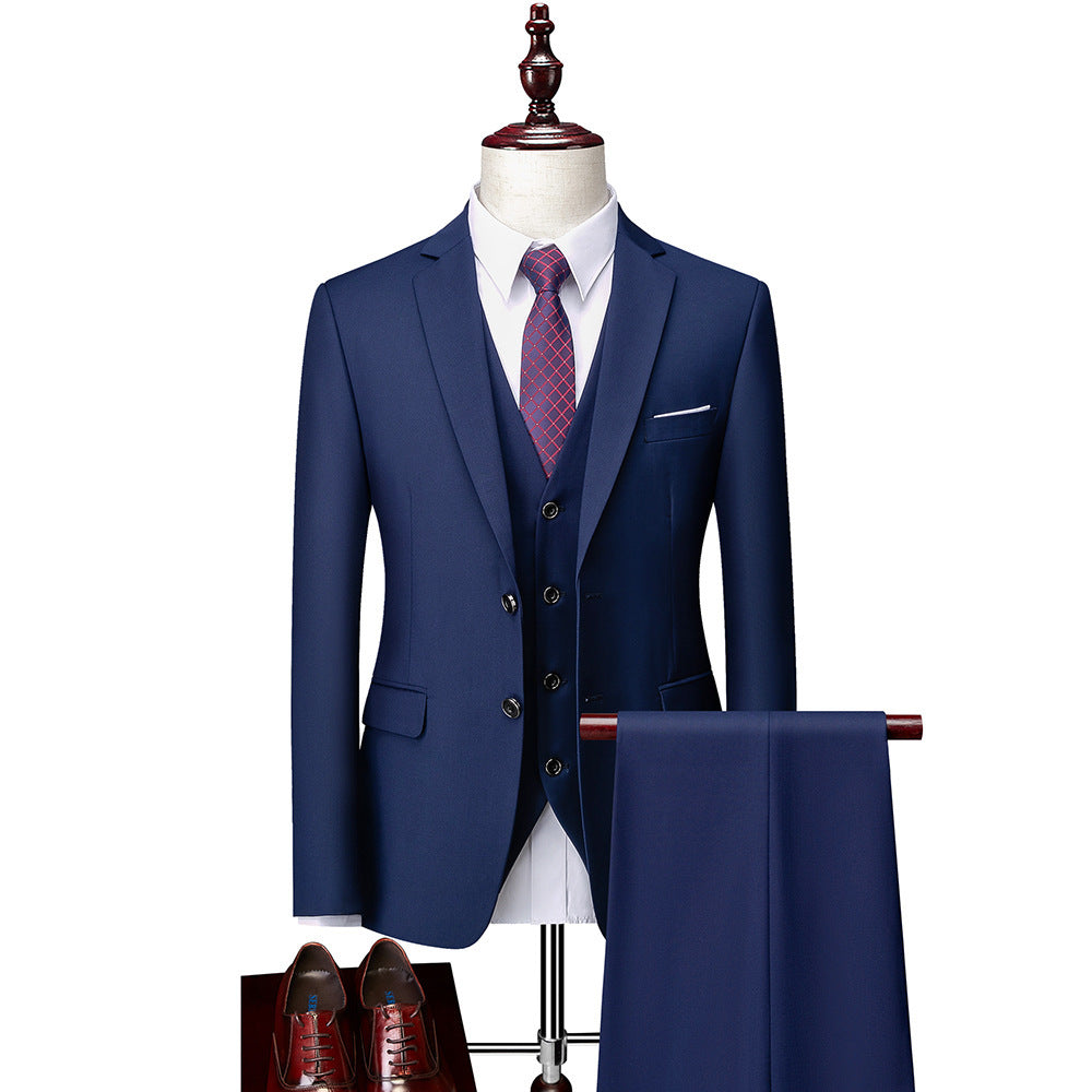 Herren Dreiteiliger Business-Anzug mit tailliertem Schnitt, Weste und klassischem Revers Drune