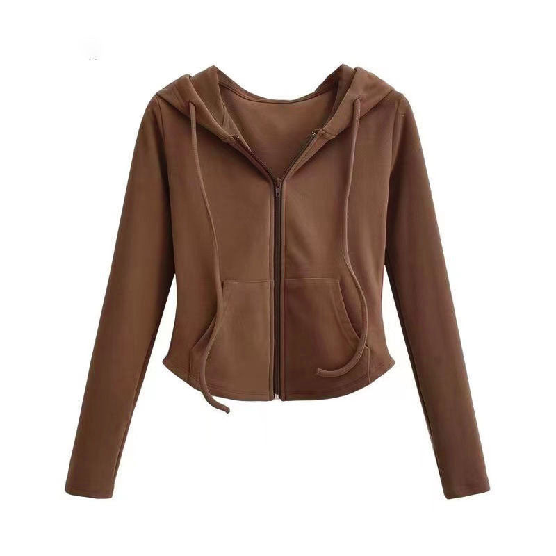 Damen sportliche Kapuzenjacke mit Reißverschluss und gemütlichem Schnitt Drune