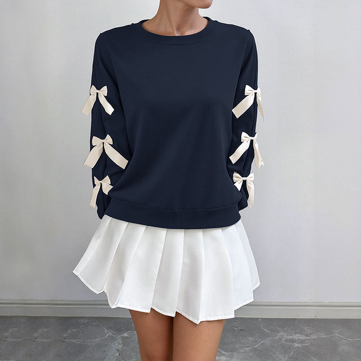 Damen Modischer Pullover mit Schleifchen Drune