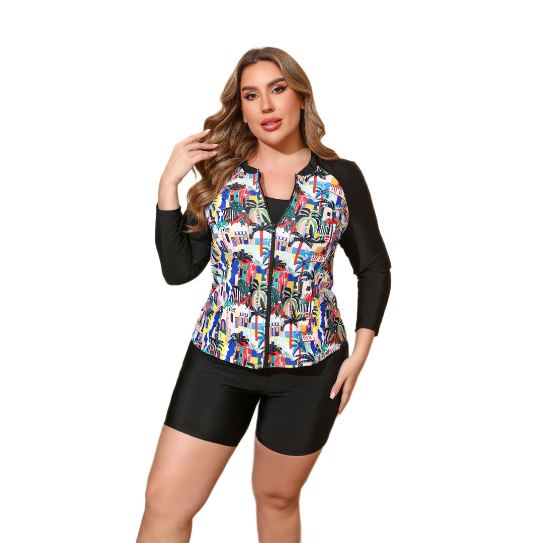 Damen Sportliches Surf-Set mit langärmligem Rashguard und Short Drune