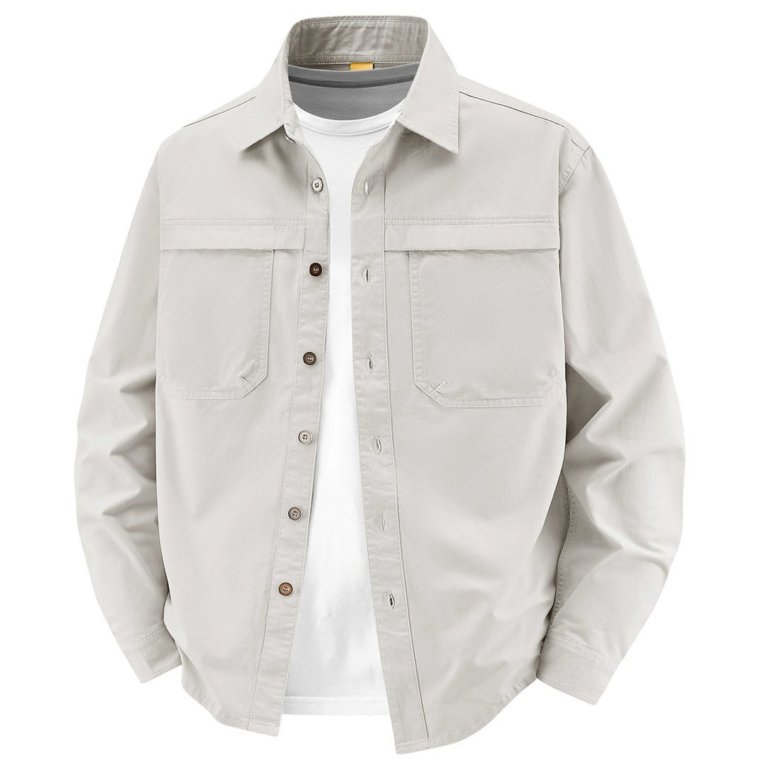 Herren Overshirt aus Baumwoll‑Twill mit zwei Brustklappen und relaxed Fit Drune