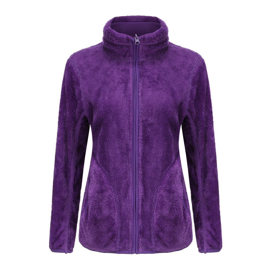 Damen nan kuschelige Fleecejacke mit hohem Stehkragen, durchgehendem Reißverschluss und figurformenden Nähten Drune