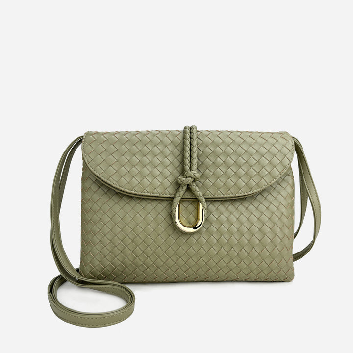 Damen handgewebte Leder-Clutch mit Distinktivverschluss Drune