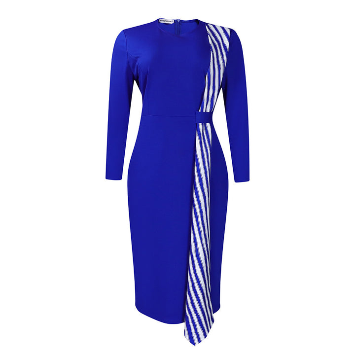 Damen elegantes Kleid mit asymmetrischem Bindedetail und schmalem Schnitt Drune