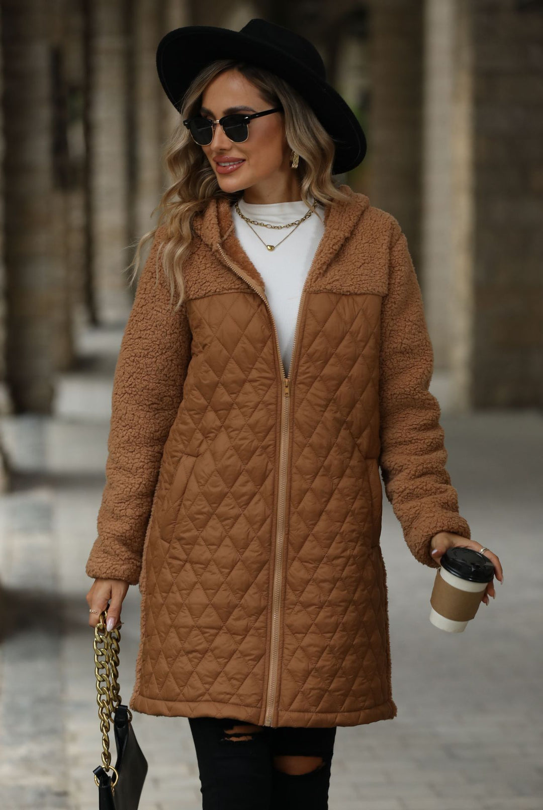Damen Übergangsjacke mit kuscheligem Fleece und Kapuze Drune