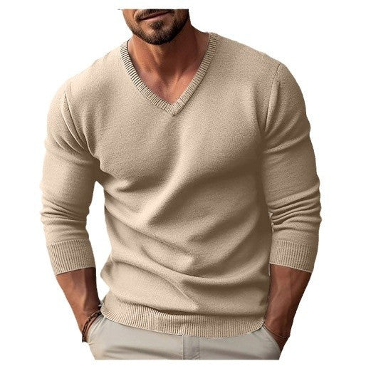 Herren Strickpullover mit V-Ausschnitt und hochwertiger Materialtextur Drune
