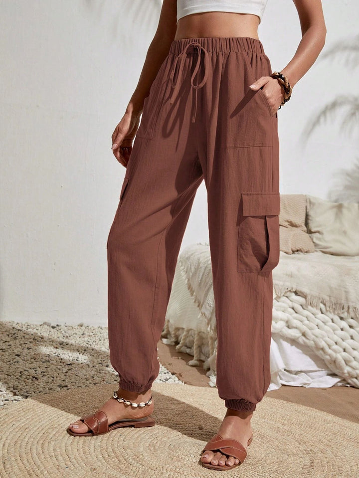 Damen Cargo-Jogginghose mit elastischem Bund, Kordelzug und aufgesetzten Taschen Drune