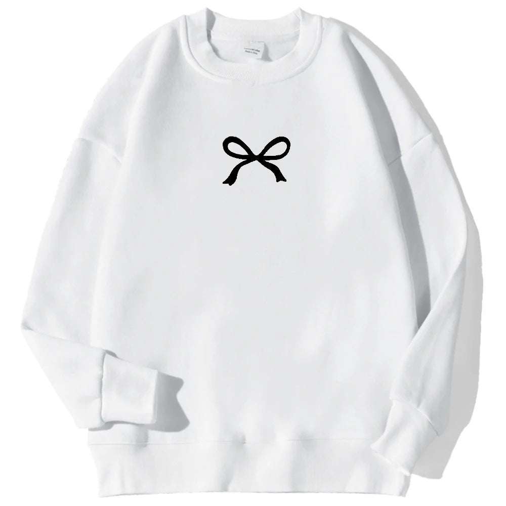 Damen gemütlicher Sweatshirt mit modischem Schleifenmotiv Drune