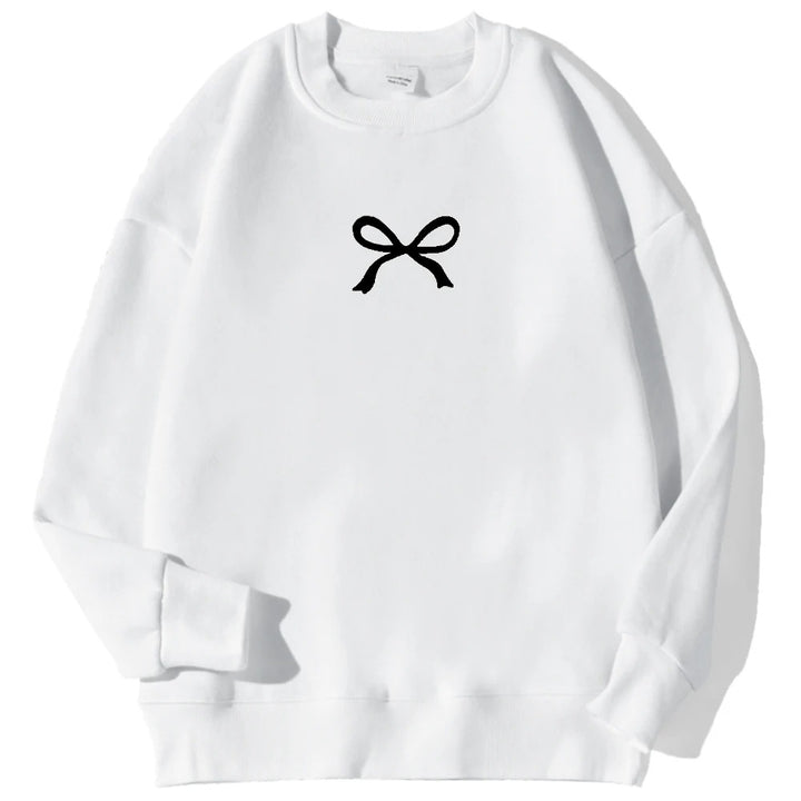 Damen gemütlicher Sweatshirt mit modischem Schleifenmotiv Drune