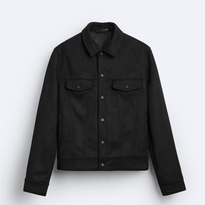 Herren Kurze Truckerjacke aus Velourslederoptik Drune