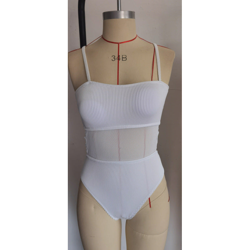 Damen Einteiler Badeanzug mit elegantem Rippendesign und figurschmeichelnder Silhouette Drune