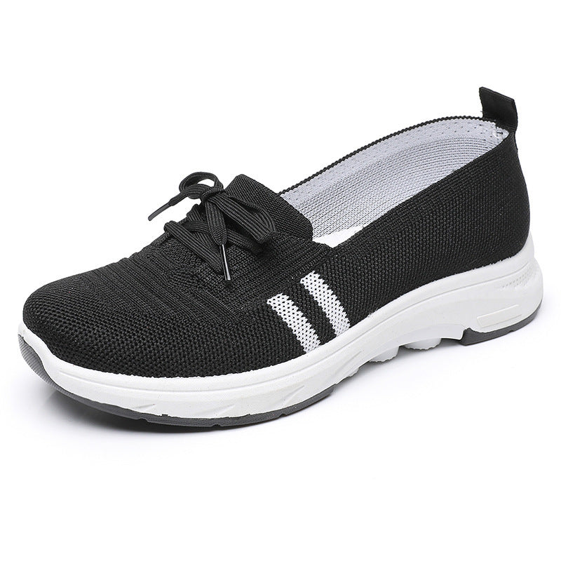 Damen Schlupf-Strick-Sneaker mit dekorativer Schleife und gedämpfter Plateausohle Drune