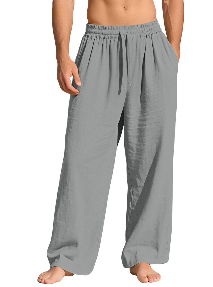 Herren nan leichte Leinen-Loungehose mit elastischem Bund und Seitentaschen Drune