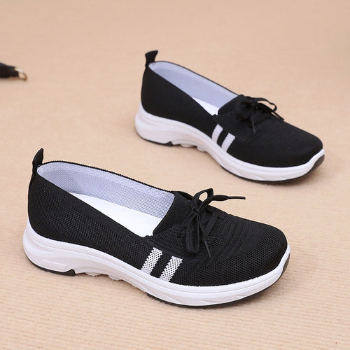 Damen Schlupf-Strick-Sneaker mit dekorativer Schleife und gedämpfter Plateausohle Drune