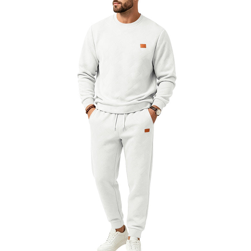Herren Gemustertes Komfort-Sweatset mit Rundhals-Sweatshirt und Kordel-Jogginghose Drune