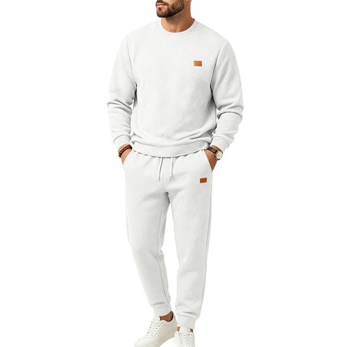 Herren Gemustertes Komfort-Sweatset mit Rundhals-Sweatshirt und Kordel-Jogginghose Drune