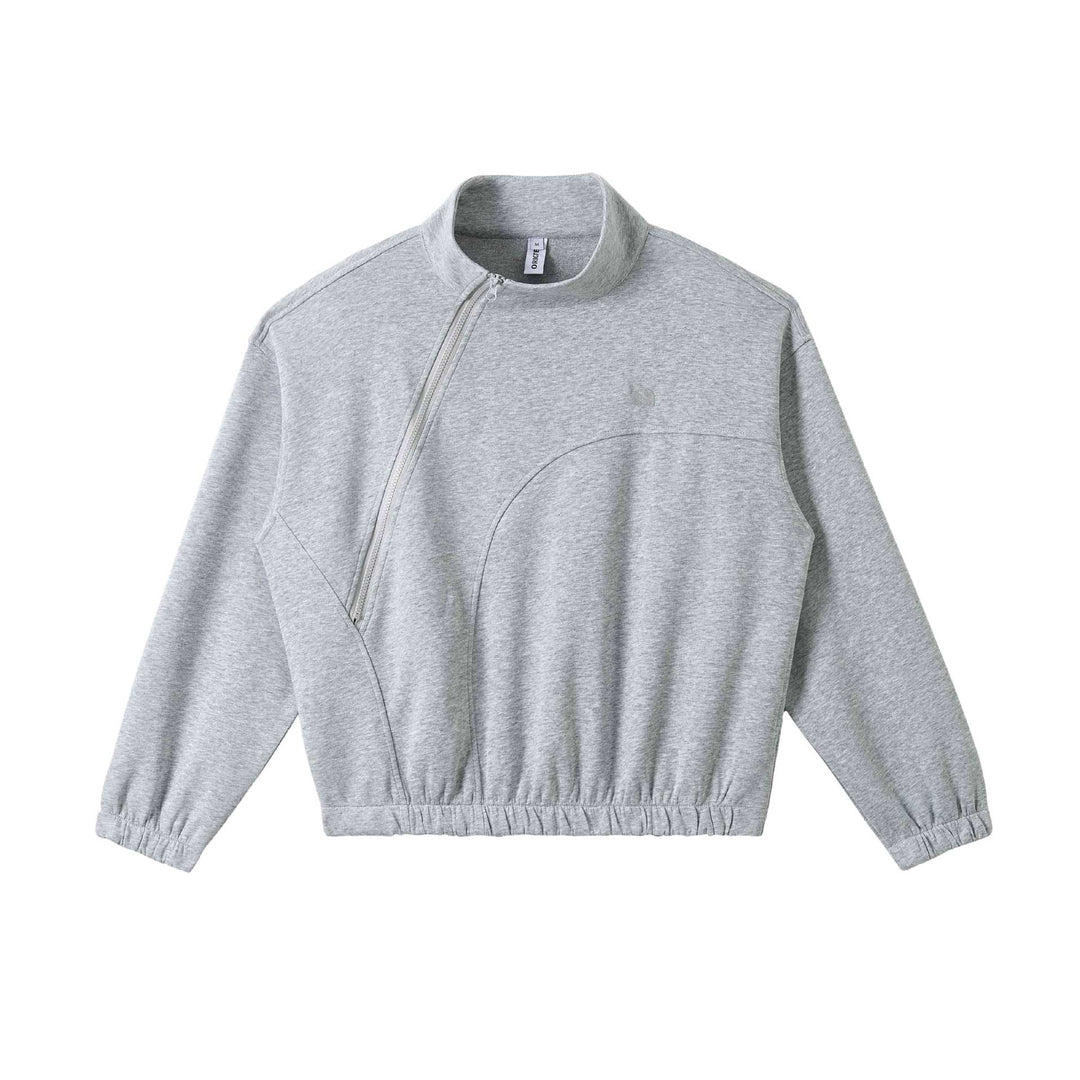 Unisex Asymmetrisches Halbzip‑Sweatshirt mit Stehkragen und Gummizugbund Drune