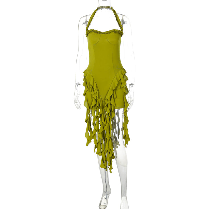 Damen Rüschenkleid mit tiefem Ausschnitt Drune