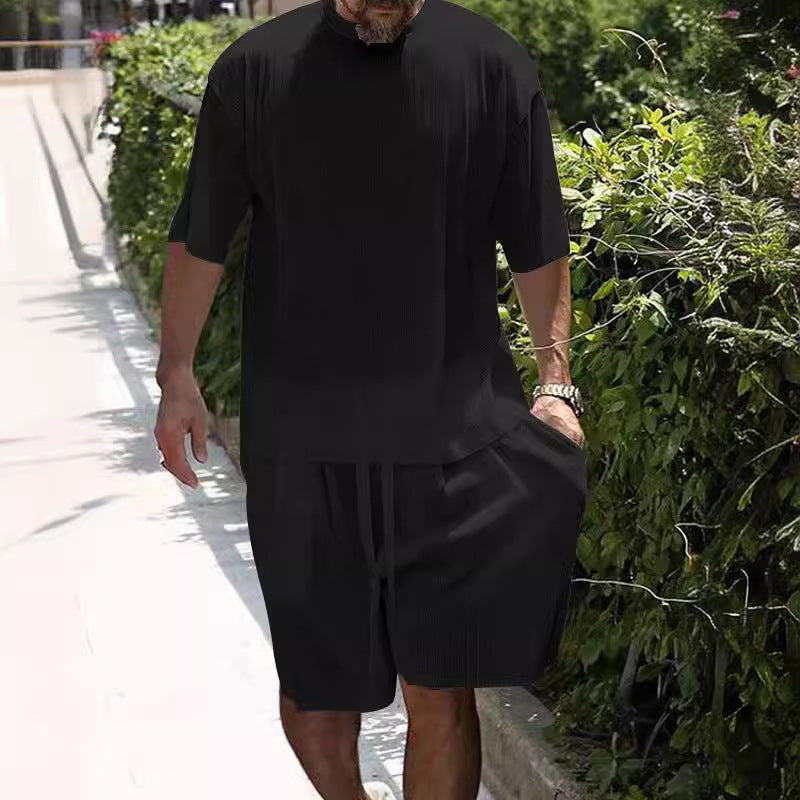 Herren lässiges Freizeitanzug-Set mit atmungsaktiver Textur und elastischem Bund Drune