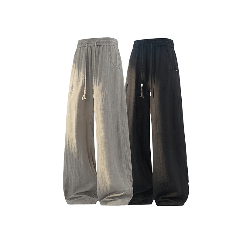 Damen Weite Leinen-Ballonhose mit Tunnelzugbund und Seitentaschen Drune