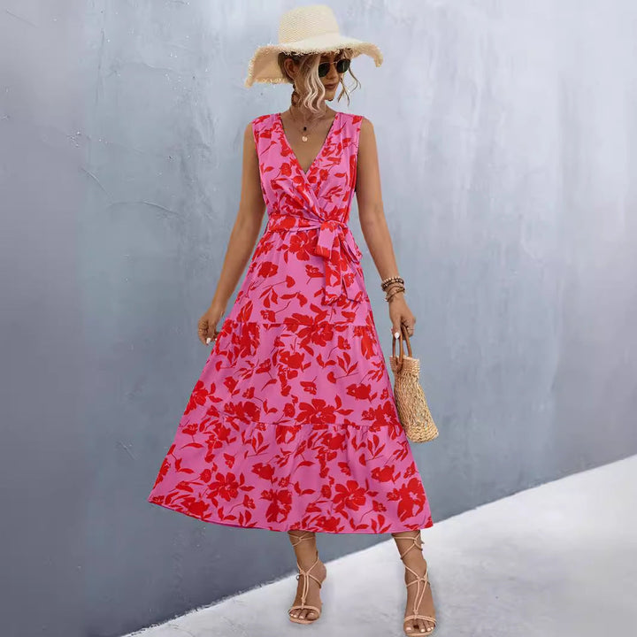 Damen Wickelkleid mit floralem Muster und eleganter Raffung Drune