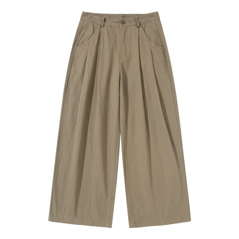 Damen Plissierte Bundfalten-Hose mit hohem Bund und weitem Bein Drune