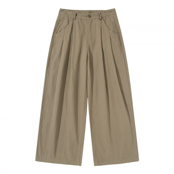 Damen Plissierte Bundfalten-Hose mit hohem Bund und weitem Bein Drune
