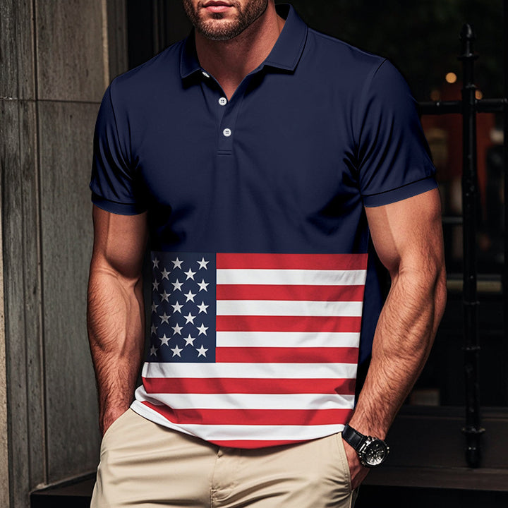 Herren Poloshirt mit Flaggenmuster Drune