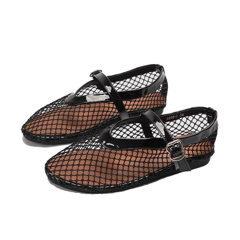 Damen Ballerinas mit elegantem Netzdesign und modischem Riemen Drune
