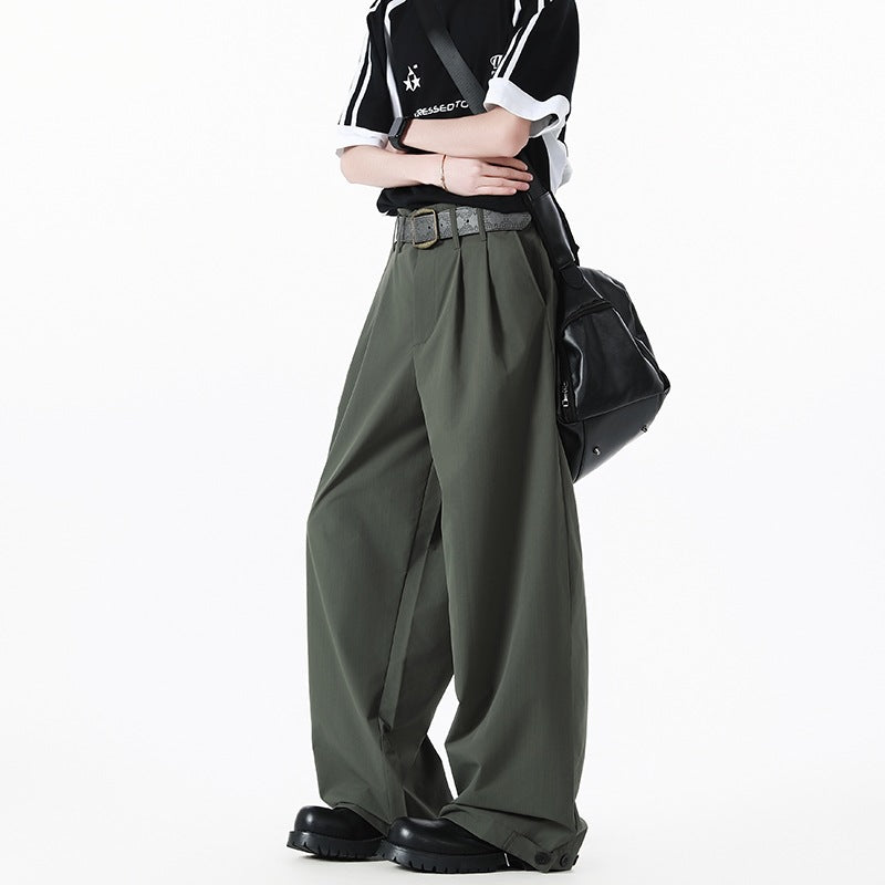 Damen Weite High-Waist Cargohose mit Kellerfalten, verstellbarem Beinabschluss & Utility-Gürtel Drune