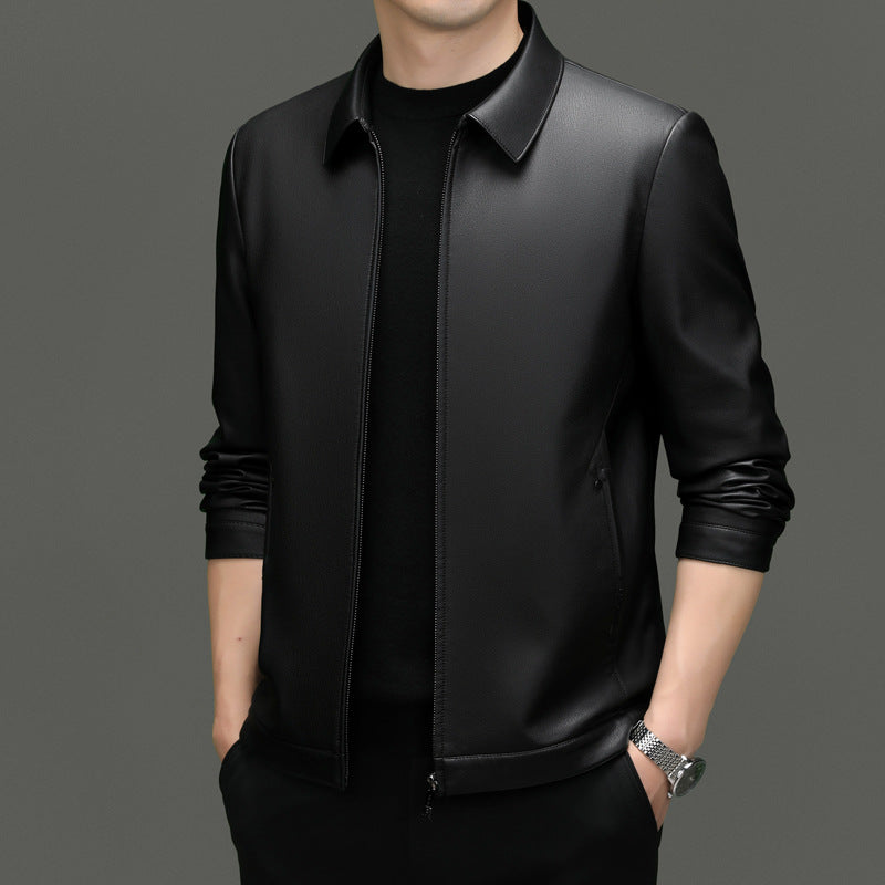 Herren Kunstlederjacke mit modernem Schnitt und feiner Textur Drune