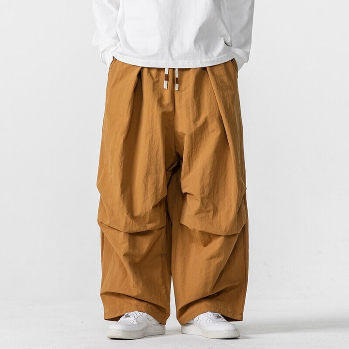 Herren Weite Utility-Loungehose mit überlappenden Falten und Kordelzugbund Drune