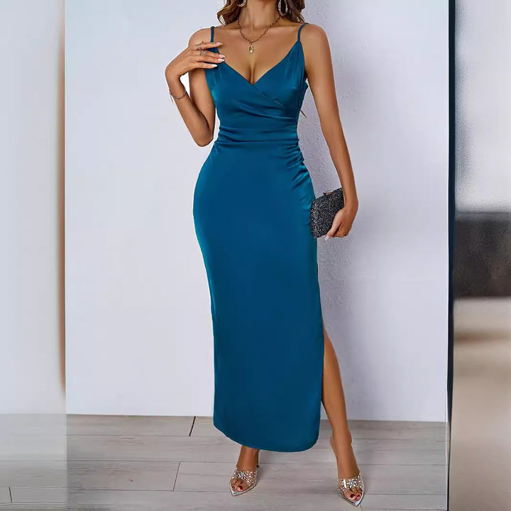 Damen Maxikleid mit schickem Wickel-Design und elegantem Schlitz Drune