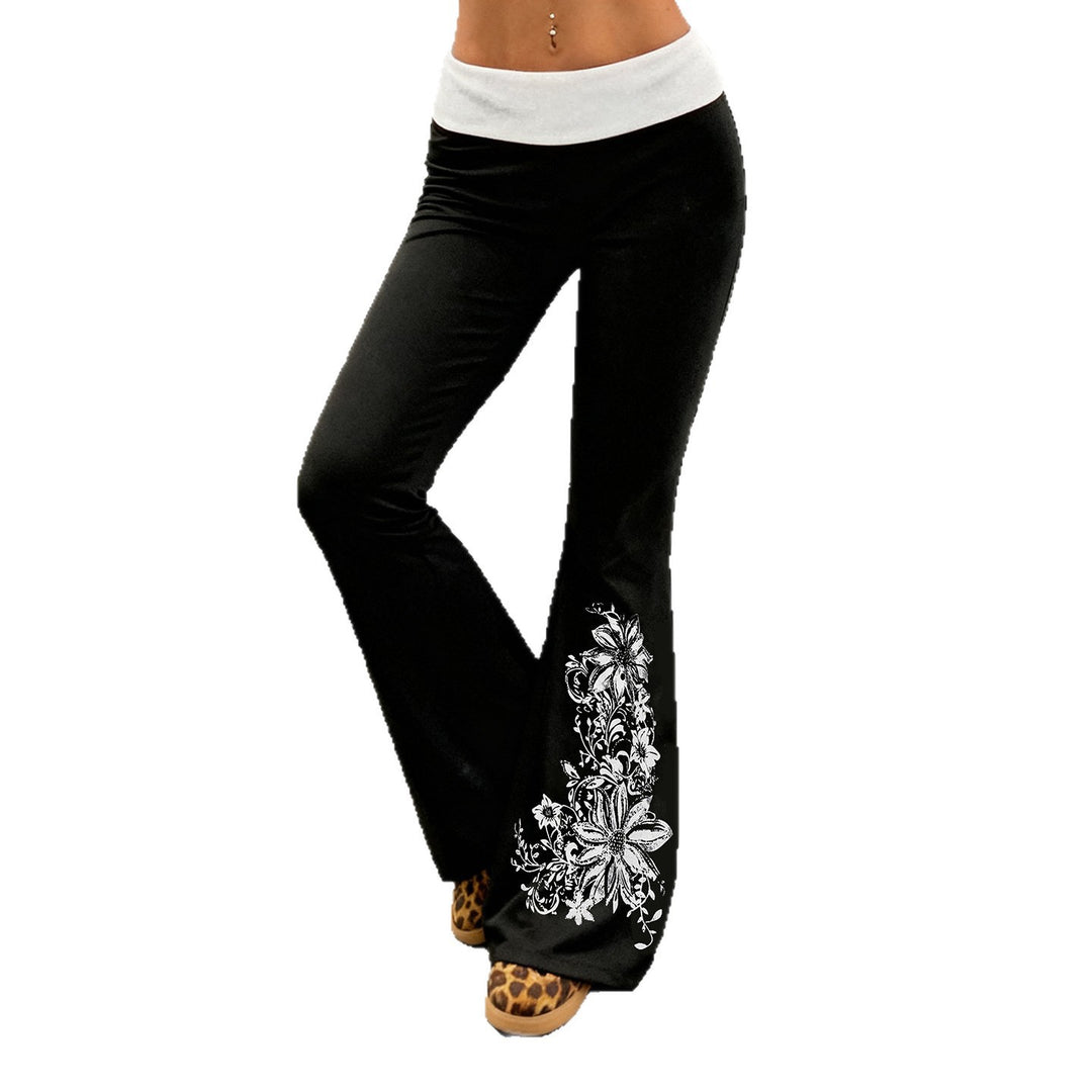 Damen Flared Yoga-Hose mit floralem Druck und hohem Bund Drune
