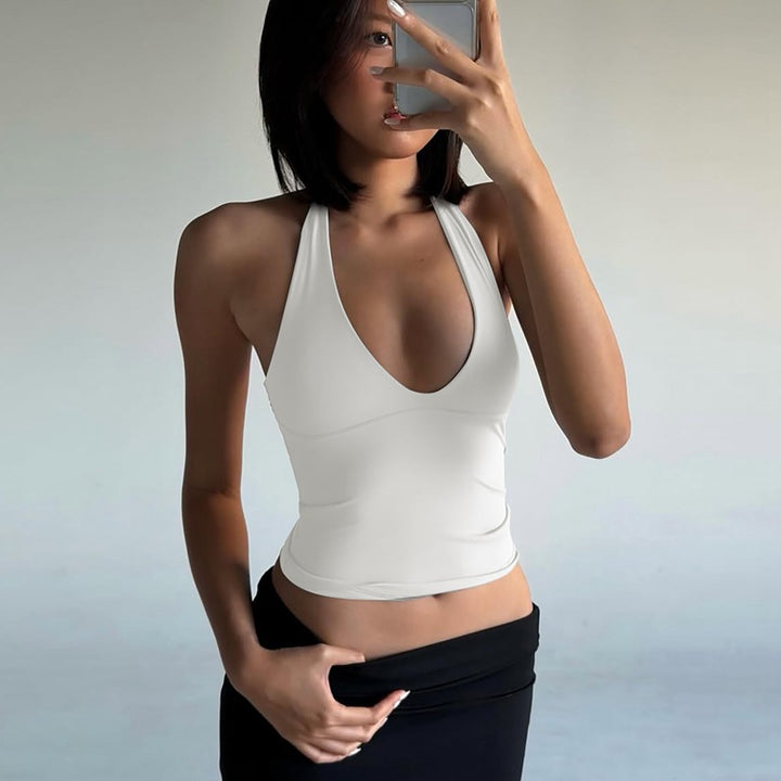 Damen Halterneck Crop-Top Drune