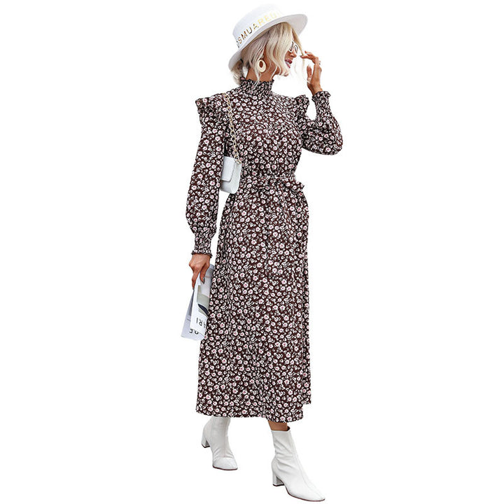 Damen Wunderschönes Blumenkleid mit hohem Schlitz und Rüschendetails Drune