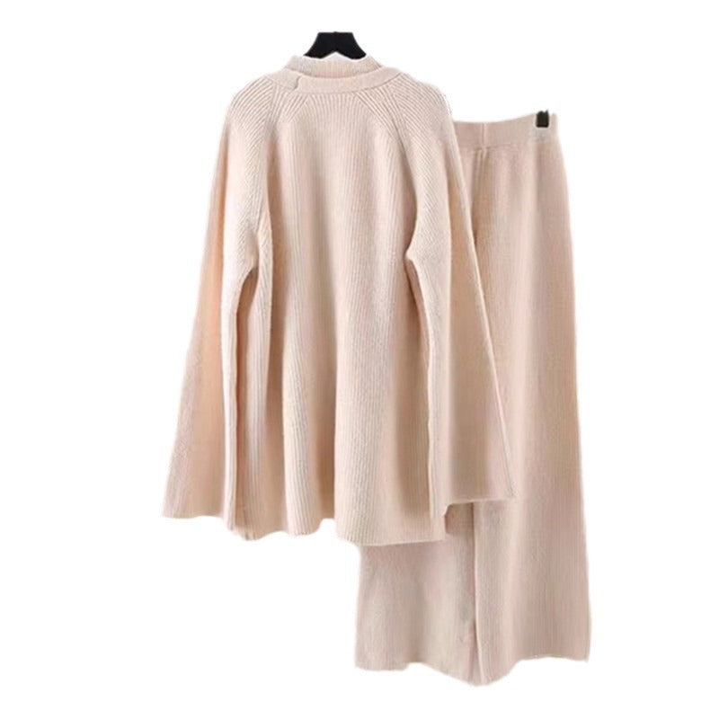 Damen kuscheliges Strickensemble mit weitem Cardigan und bequemen Hosen Drune