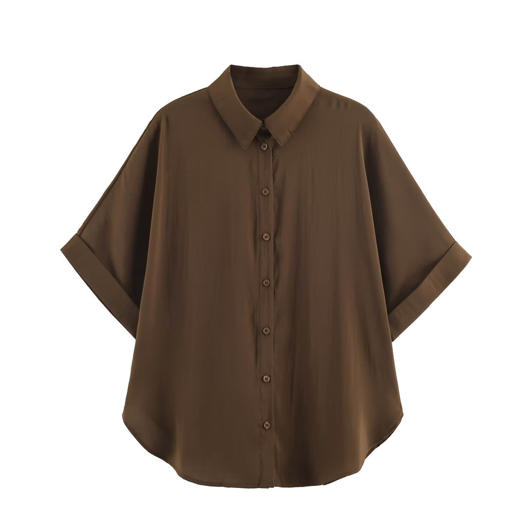 Damen Lockeres zweiteiliges Set mit Oversize-Hemd und Elastik-Shorts Drune