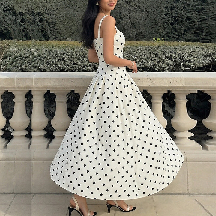 Damen Elegantes Polka-Dots Maxi-Kleid Drune