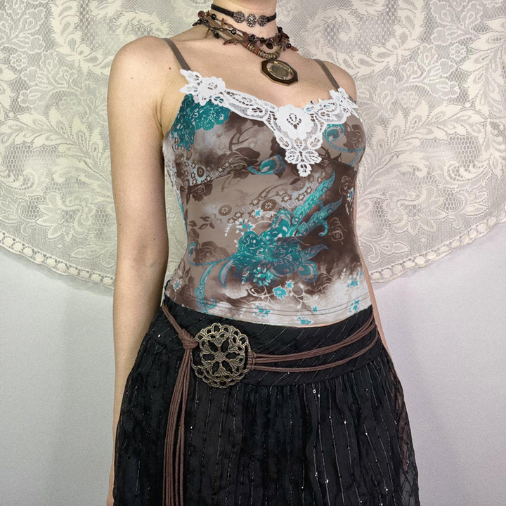 Damen Spitzen-Top mit floralem Design und eleganter Häkelborte Drune