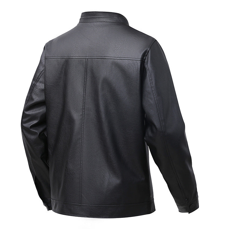 Herren Premium-Kunstleder-Blousonjacke mit Verdecktem Zwei-Wege-Reißverschluss & Rippbündchen Drune
