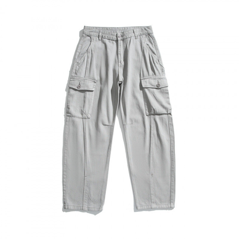 Herren Cargo-Hose im Utility-Stil mit Klappentaschen und geradem Bein Drune