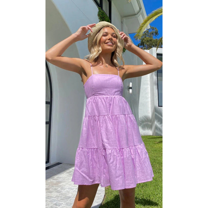 Damen Sommerliches Leinenkleid Drune