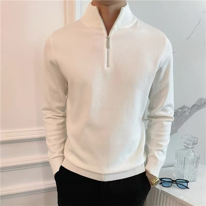 Herren Eleganter Pullover mit Stehkragen und Reißverschluss Drune