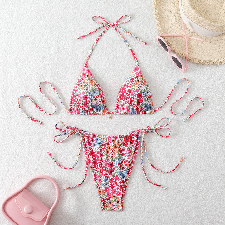 Damen Triangel-Bikini mit verspieltem Kirschmuster Drune