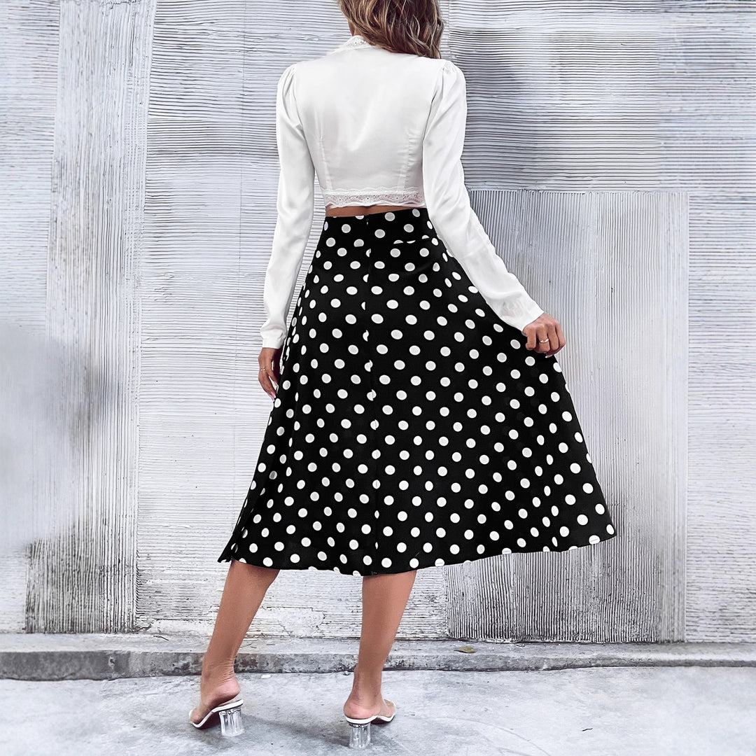 Damen Midirock mit elegantem Punkte-Design und hohem Bund Drune