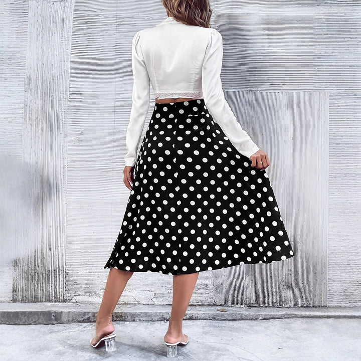Damen Midirock mit elegantem Punkte-Design und hohem Bund Drune