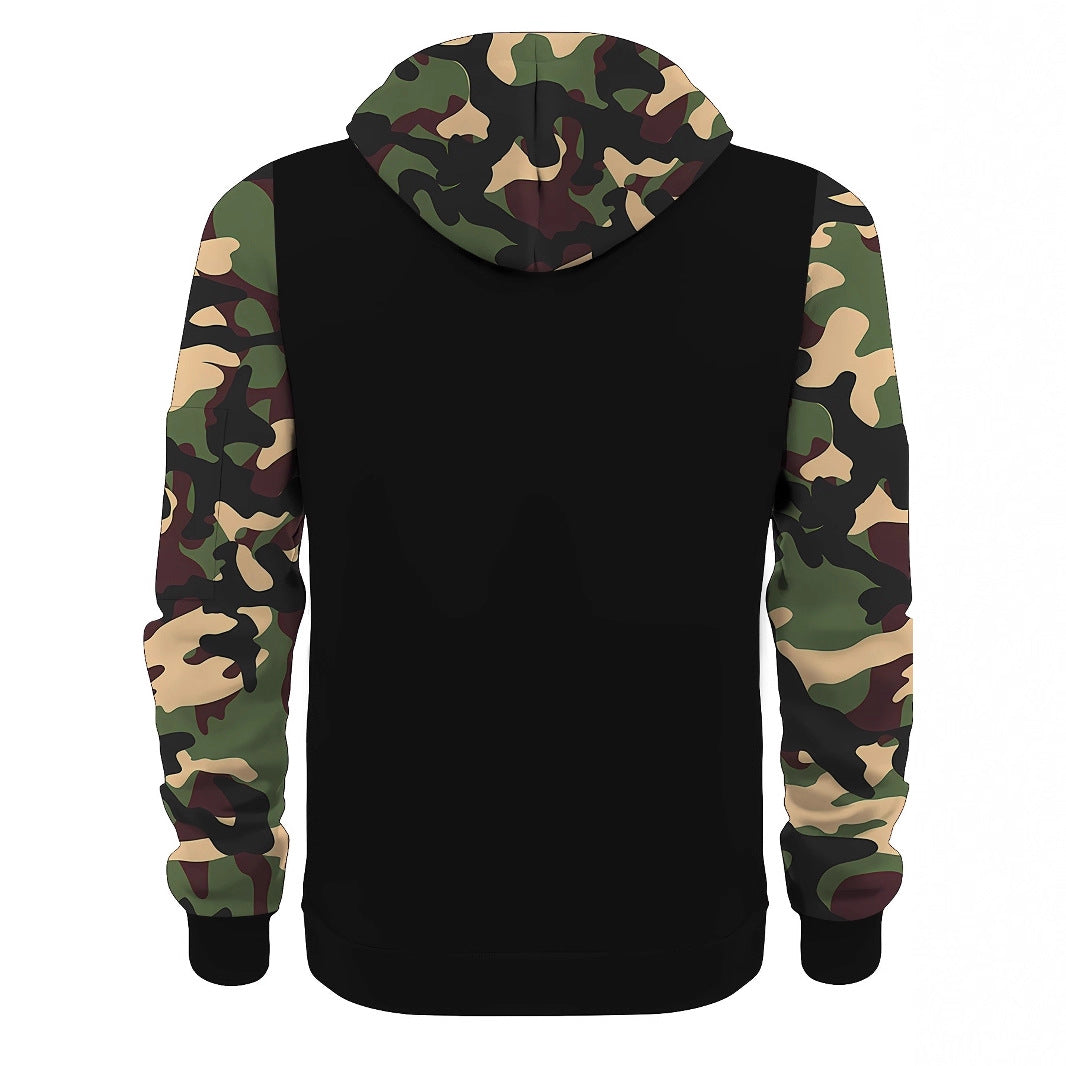 Herren Sportliche Kapuzenjacke mit Camouflage-Ärmeln Drune