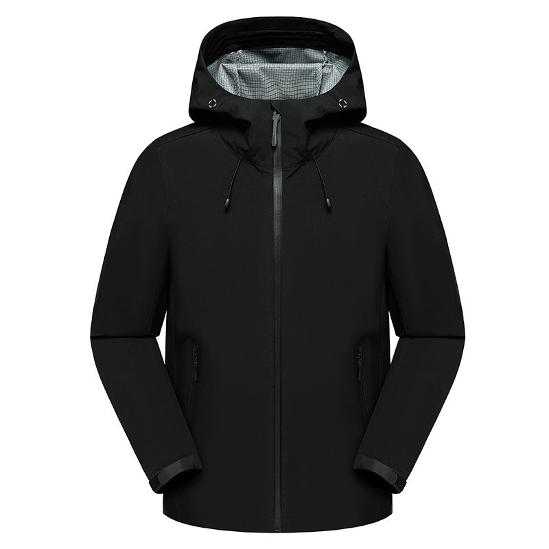 Herren Urbaner Softshell-Regenparka mit getapten Nähten, verstellbarer Kapuze und wasserdichtem Reißverschluss Drune