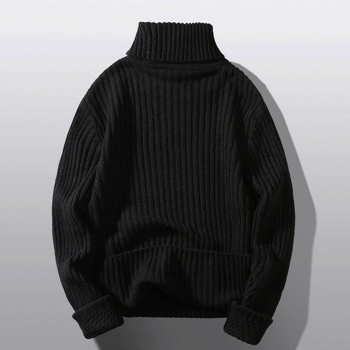 Herren nan strukturierter Rollkragenpullover mit diagonaler Rippstruktur und schlanker Passform Drune